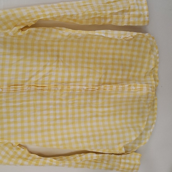 J Crew classic yellow check gingham airy, lightweight long sleeve button up. - Picture 3 of 7